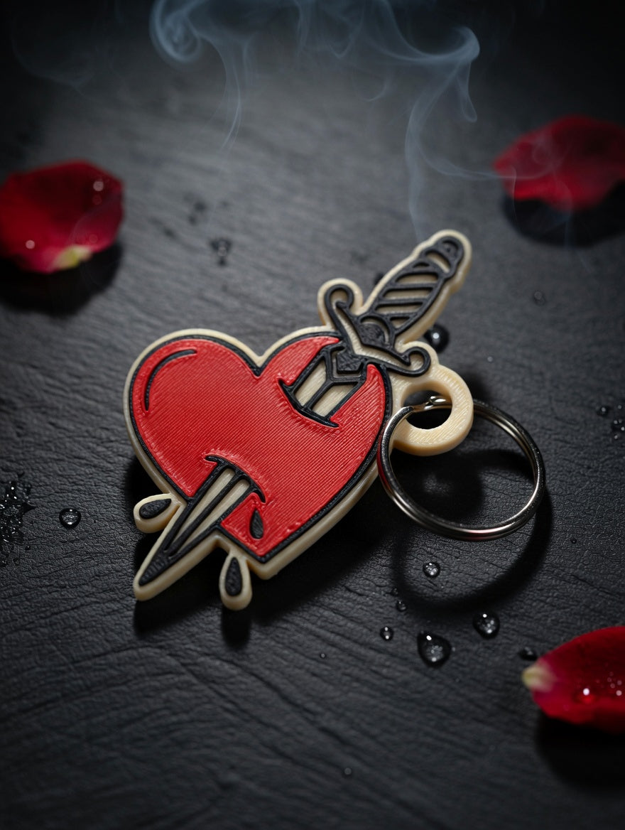Heart and Dagger NFC Keychain